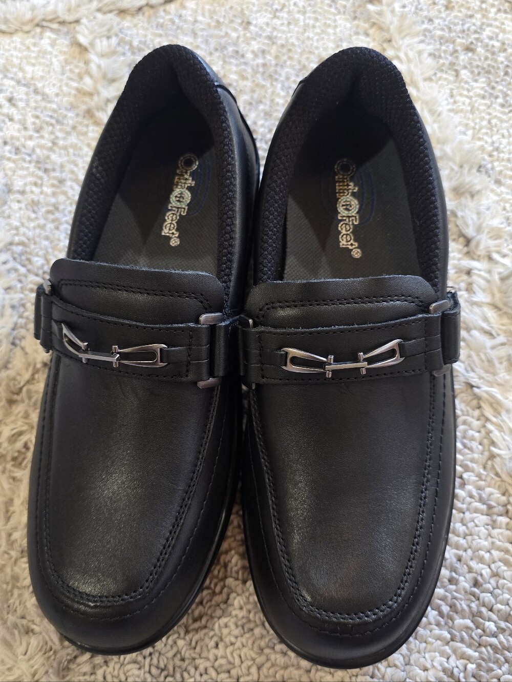 Orthofeet Orthotic Chelsea Black Slip-On Adjustable Loafers Size 9 Leather